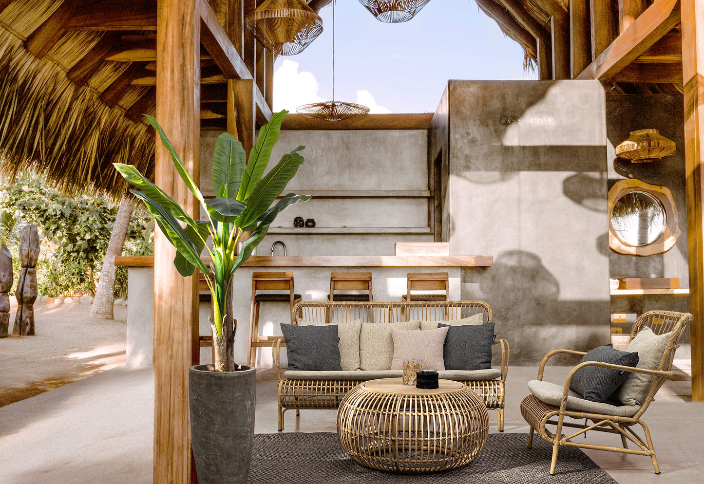 Poltrona da esterno in alluminio effetto Rattan con cuscini