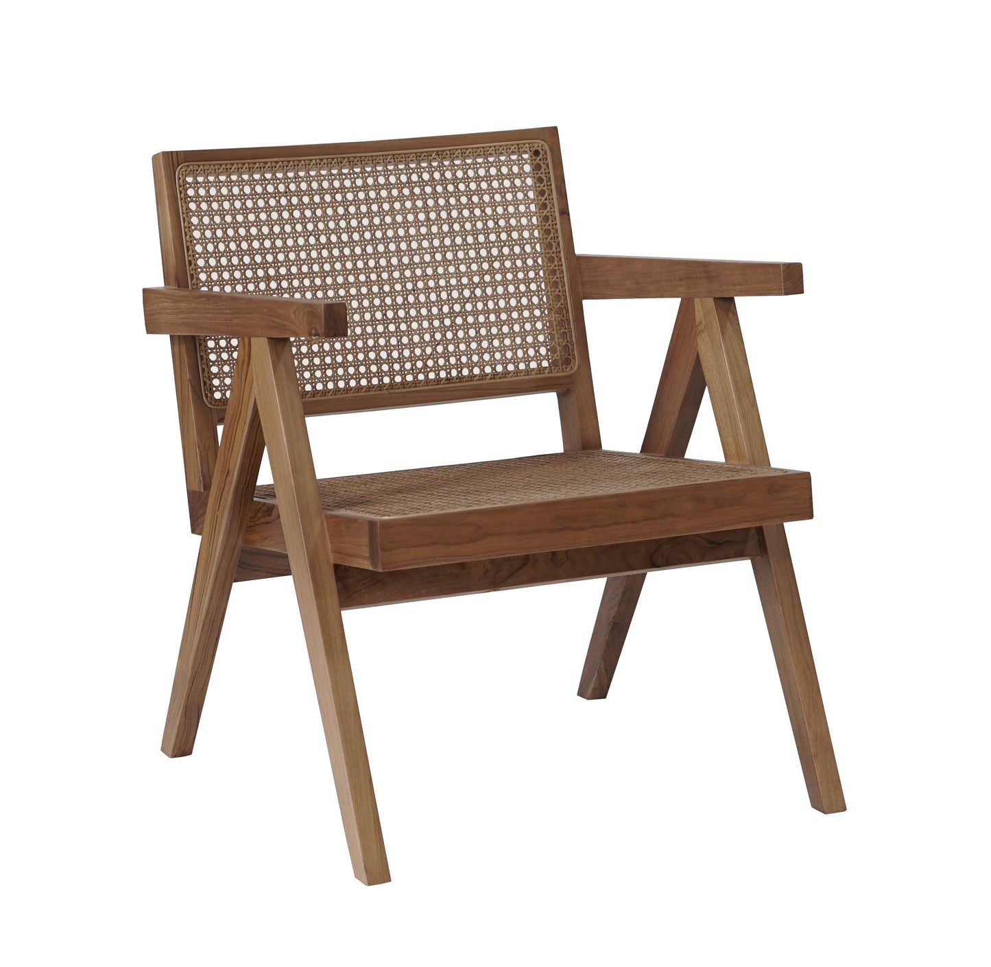 POLTRONA LOUNGE vintage in legno massello e paglia di Vienna - lapagoda.net