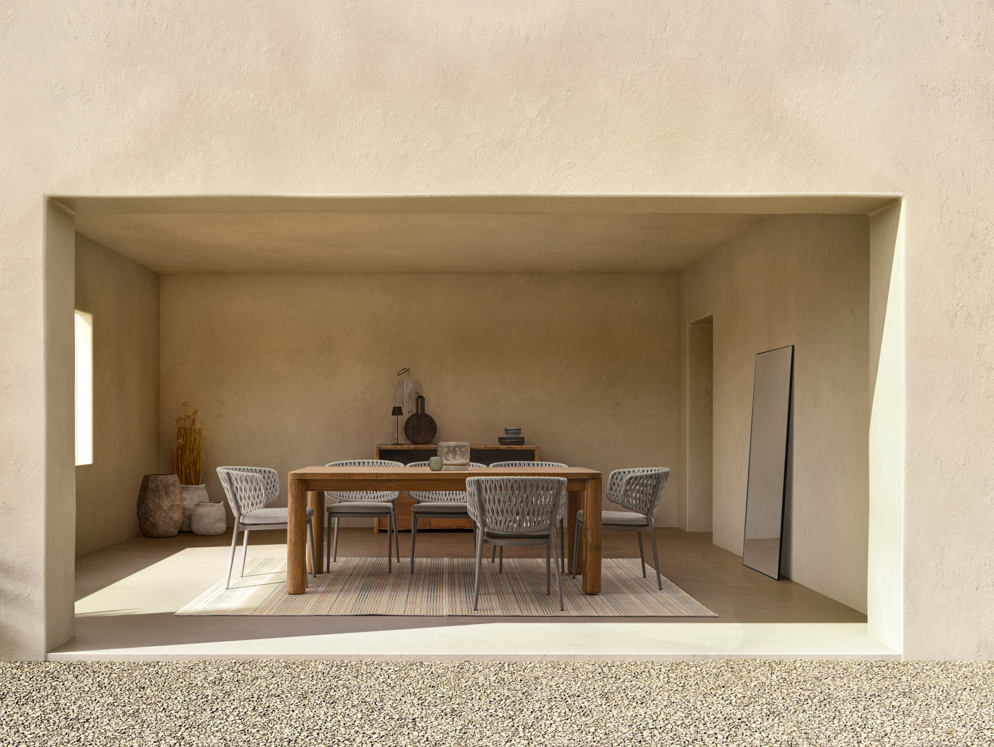 Tavolo da esterno in assi di Teak riciclato