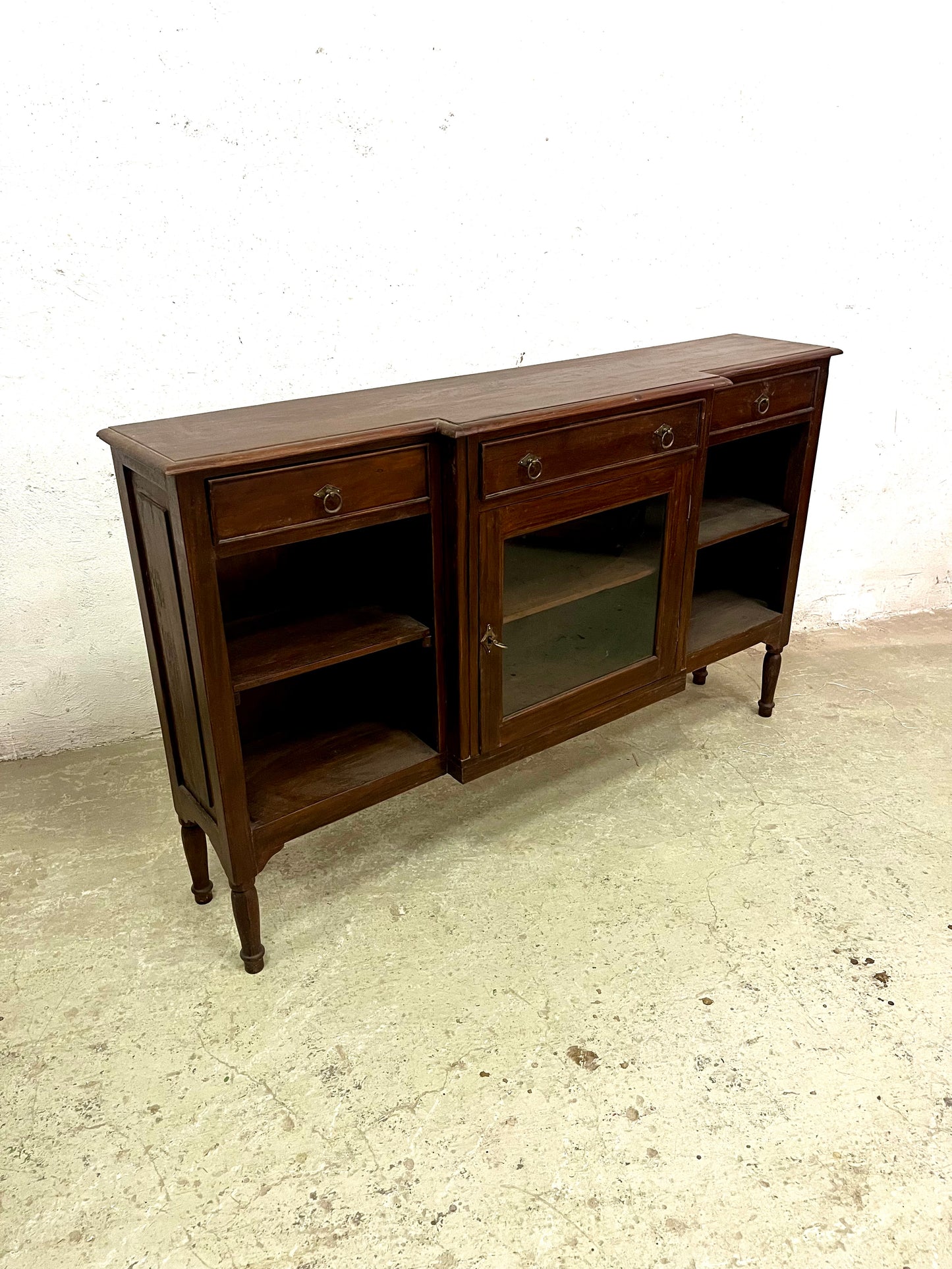 Vetrina console coloniale in legno di Teak