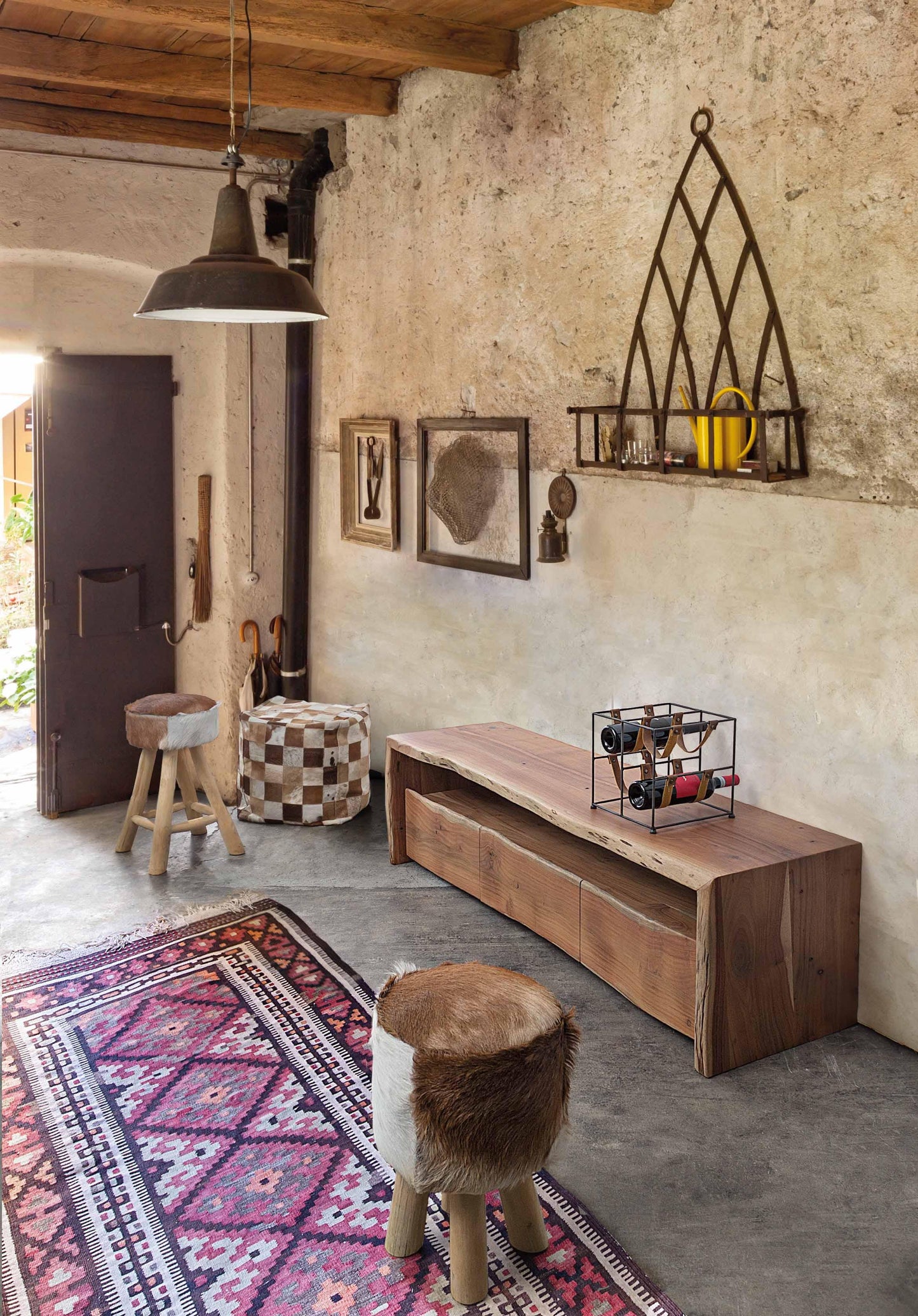 Mobile basso - porta TV 3 cassetti in legno massello grezzo d'acacia effetto legno vivo - SPEDIZIONE GRATUITA - lapagoda.net