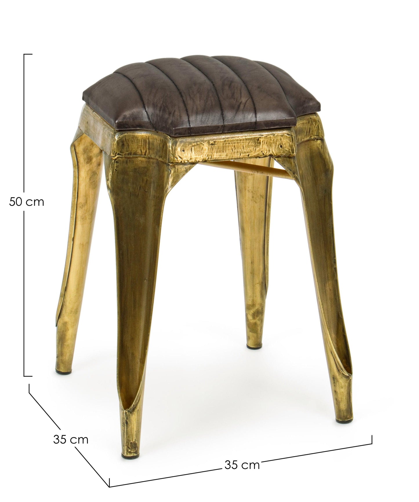 Sgabello vintage in metallo e seduta in vera pelle h 50 set 2 pezzi - lapagoda.net