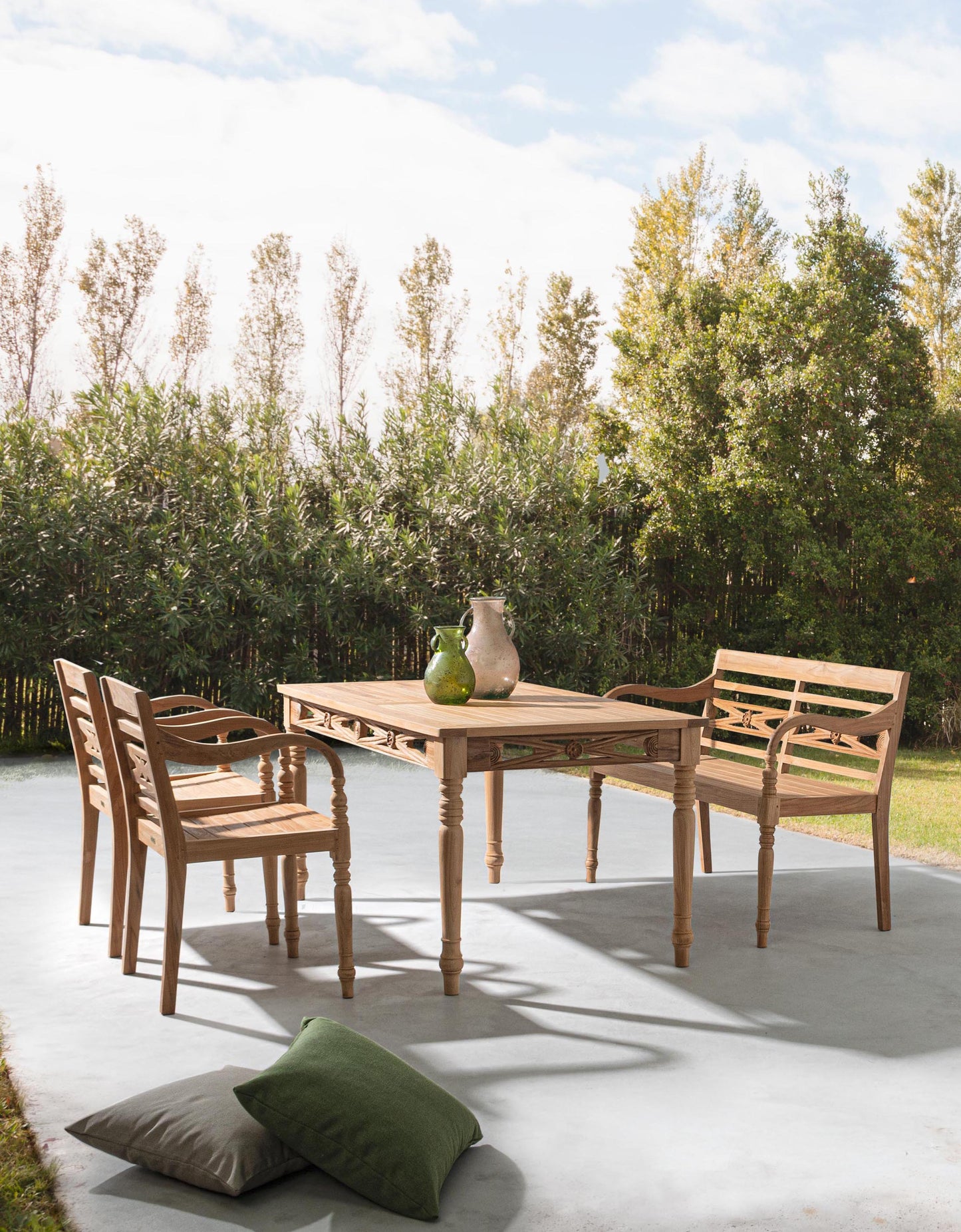 Tavolo intarsiato a mano in legno massiccio di teak 150X84 SCONTO 20% - lapagoda.net