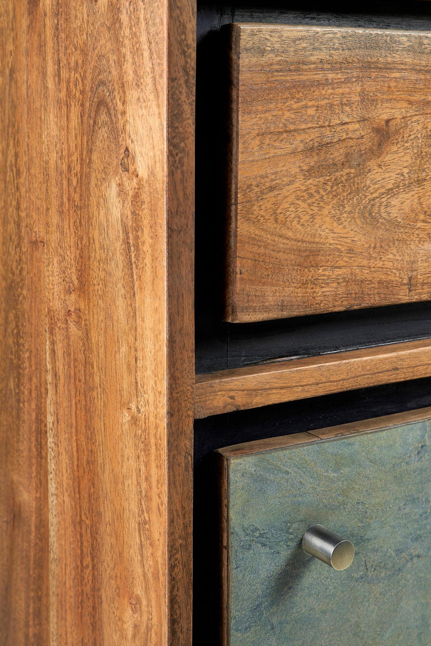 Credenza industrial ferro e legno 3 cassetti 1 anta Ardesia - lapagoda.net