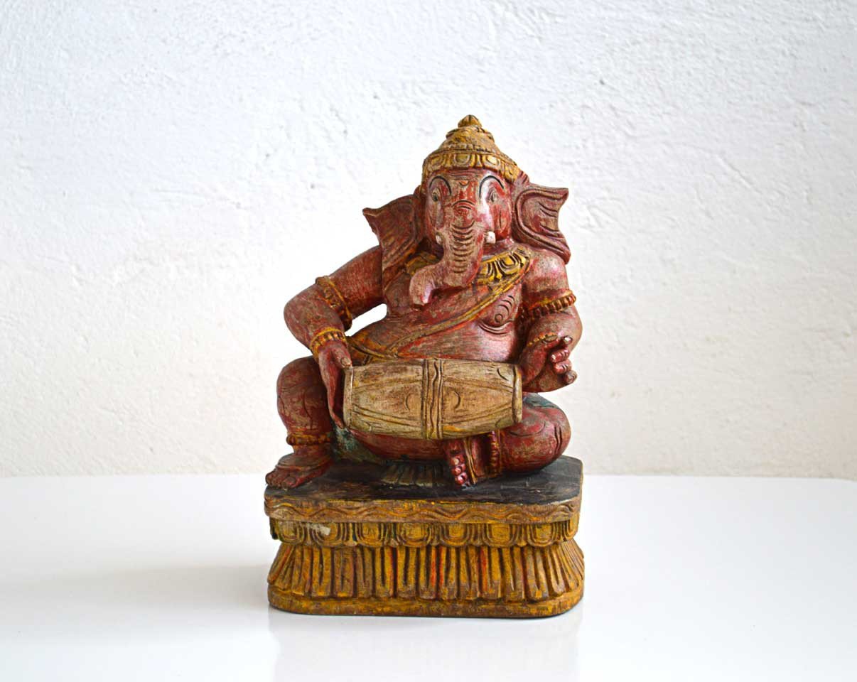 statua Ganesha india legno scolpito a mano artigianato indiano online