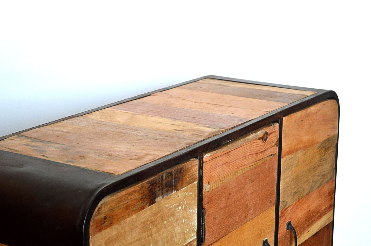 Credenza Vintage Industrial in Legno Riciclato e Ferro Battuto - 3 ante - SCONTO -S.14N- - lapagoda.net