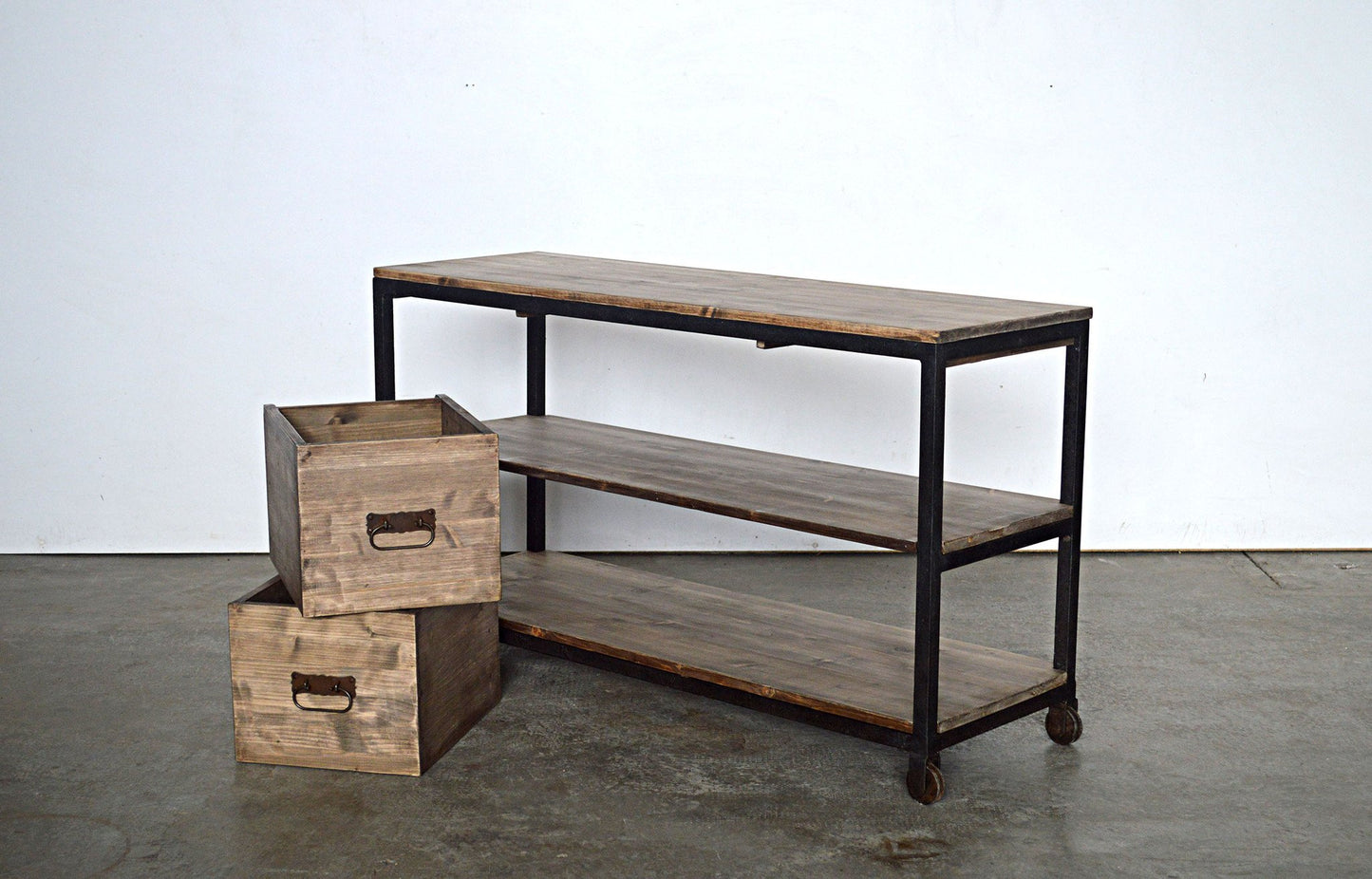 Credenza Porta TV Industrial con ruote - 2 cassetti -L.ptv- - lapagoda.net