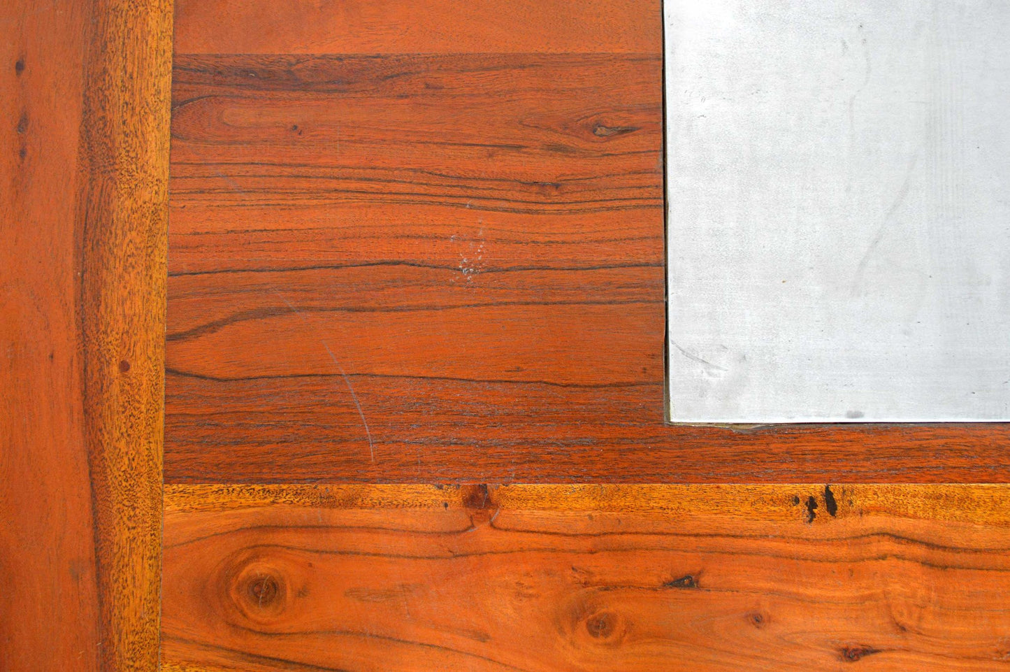 tavolo basso da caffe in Acacia mobili indiani online legno massello con piatto alluminio