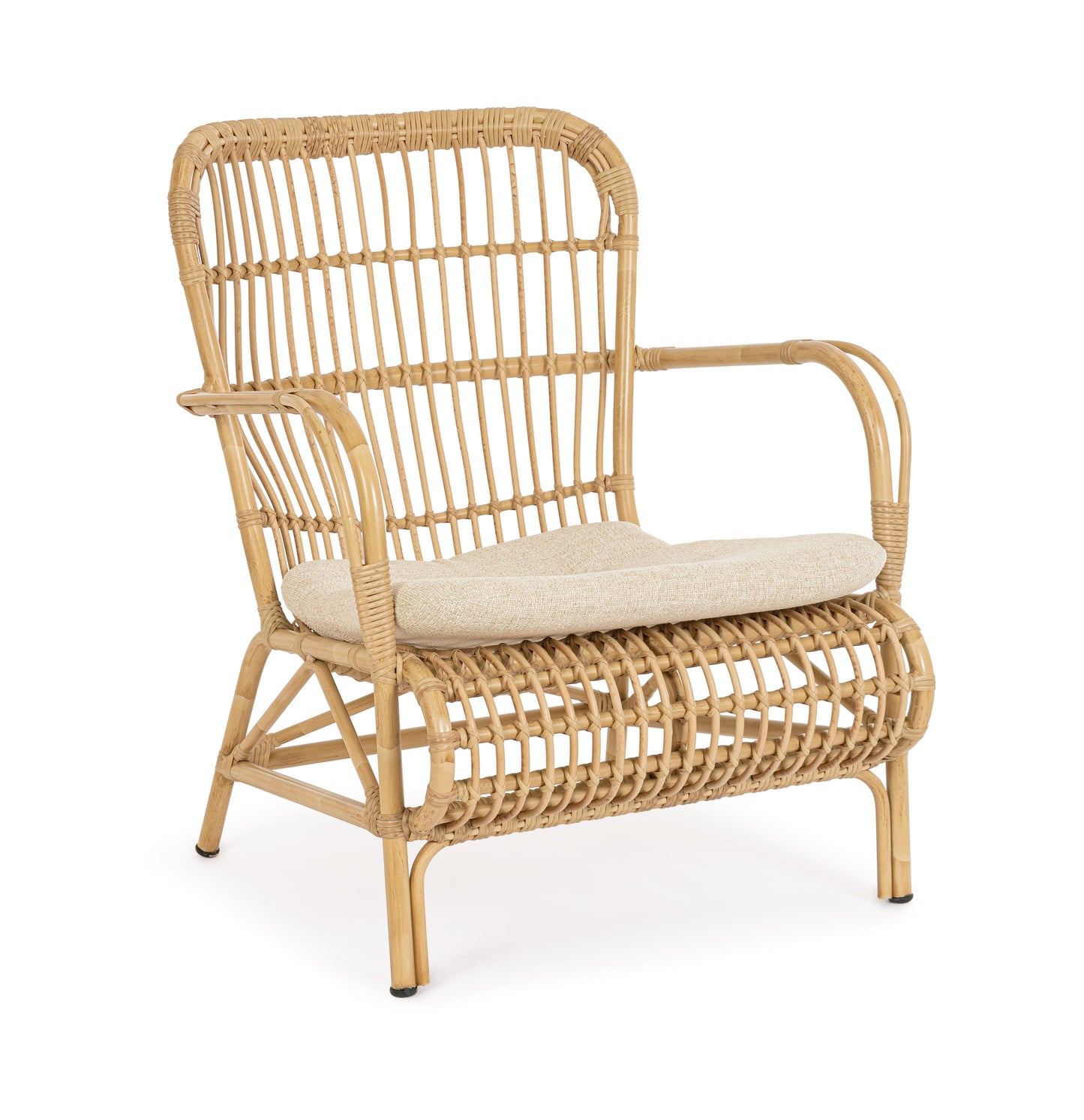 Poltrona da esterno in alluminio effetto Rattan con cuscini