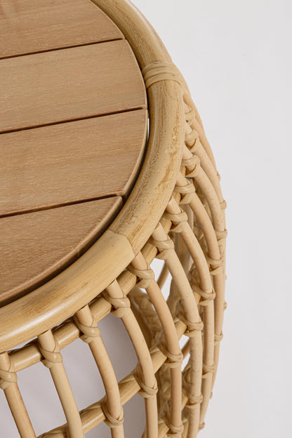 Tavolino da esterno in alluminio effetto Rattan