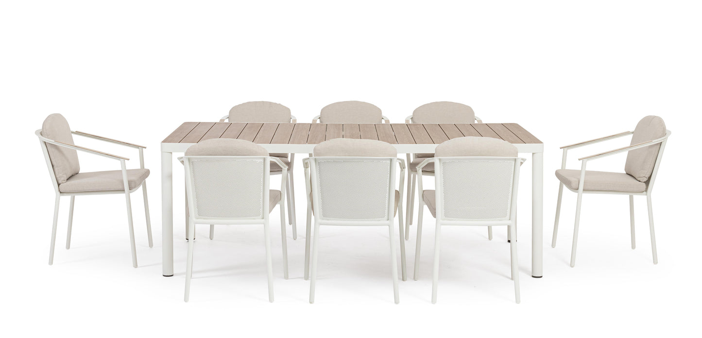 Set tavolo pranzo e 8 sedie in alluminio da esterno