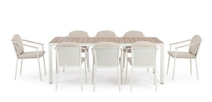 Set tavolo pranzo e 8 sedie in alluminio da esterno