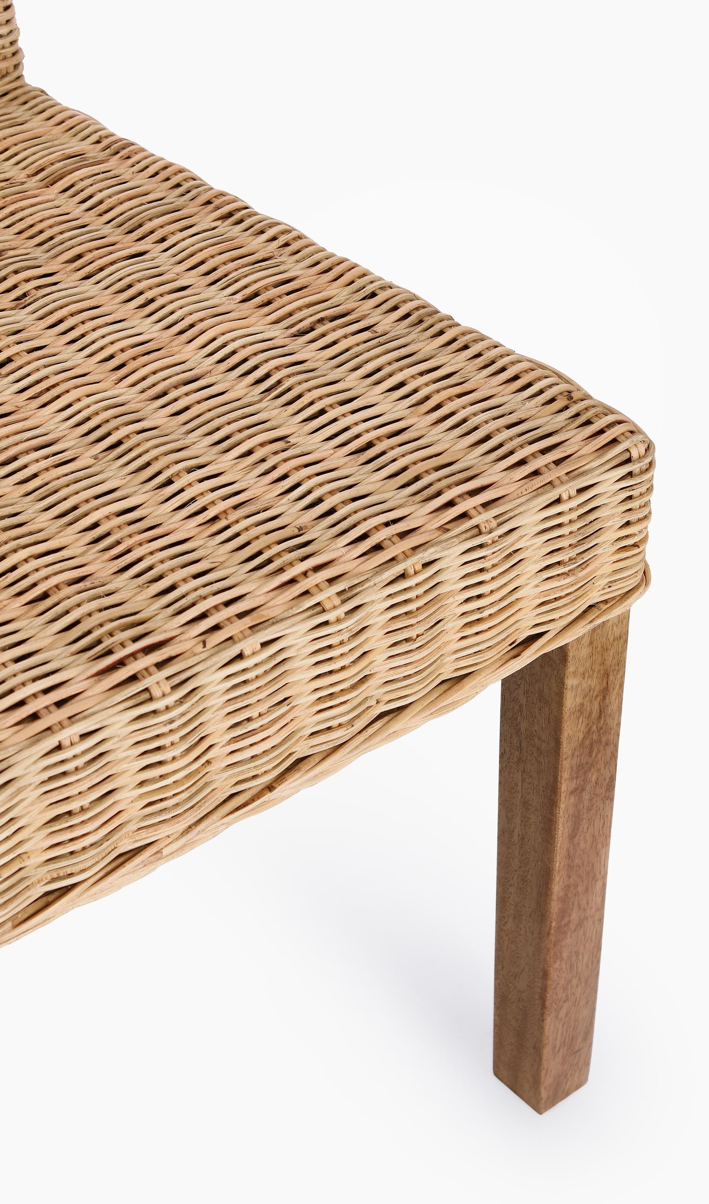 Sedia pranzo in legno massiccio e Rattan intrecciato naturale set da 2 sedie