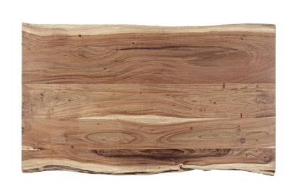 Tavolino etnico industrial legno massiccio bordo vivo e ferro