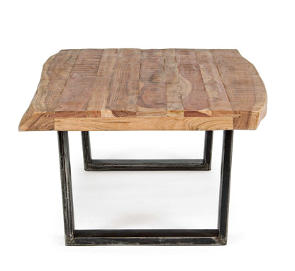 Tavolino industrial gambe in ferro piano in legno massiccio