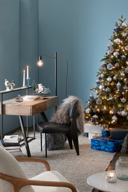 Scrivania industrial con frontale in legno ferro e cemento 2 cassetti