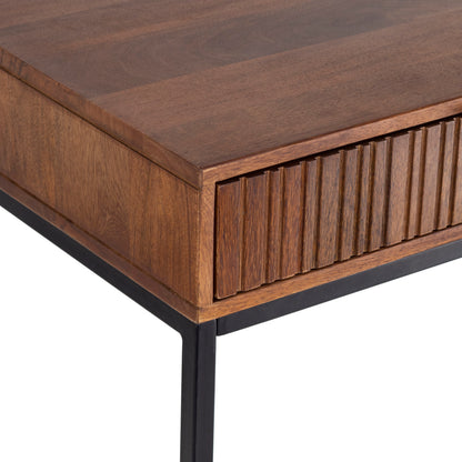 Consolle legno massiccio design scandinavo gambe in acciaio 1 cassetto
