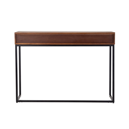 Consolle legno massiccio design scandinavo gambe in acciaio 1 cassetto