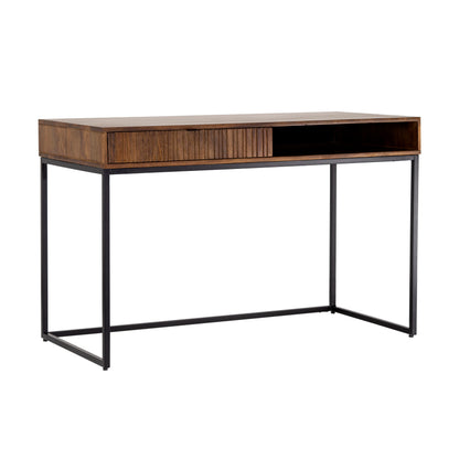 Scrivania legno massiccio design scandinavo gambe in acciaio 1 cassetto