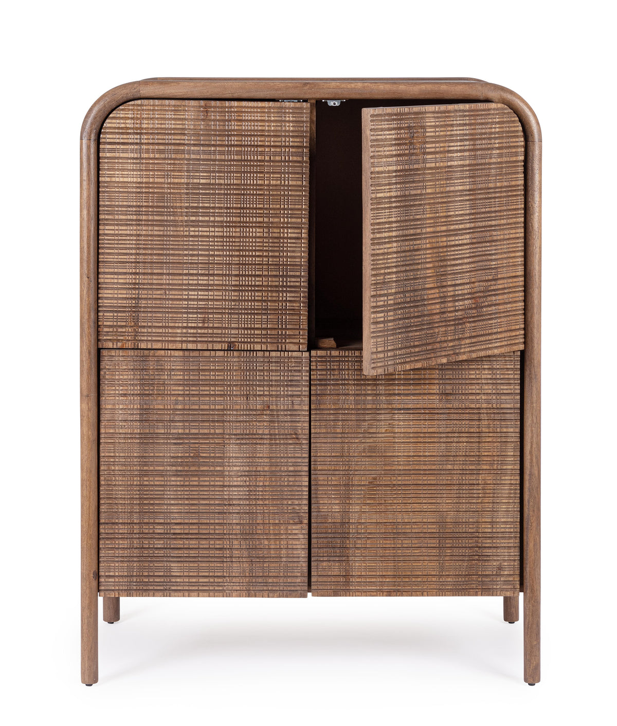 Credenza Alta 4 Ante Vintage Dark in Legno Massiccio di Mango