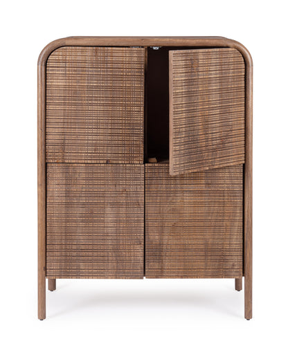 Credenza Alta 4 Ante Vintage Dark in Legno Massiccio di Mango