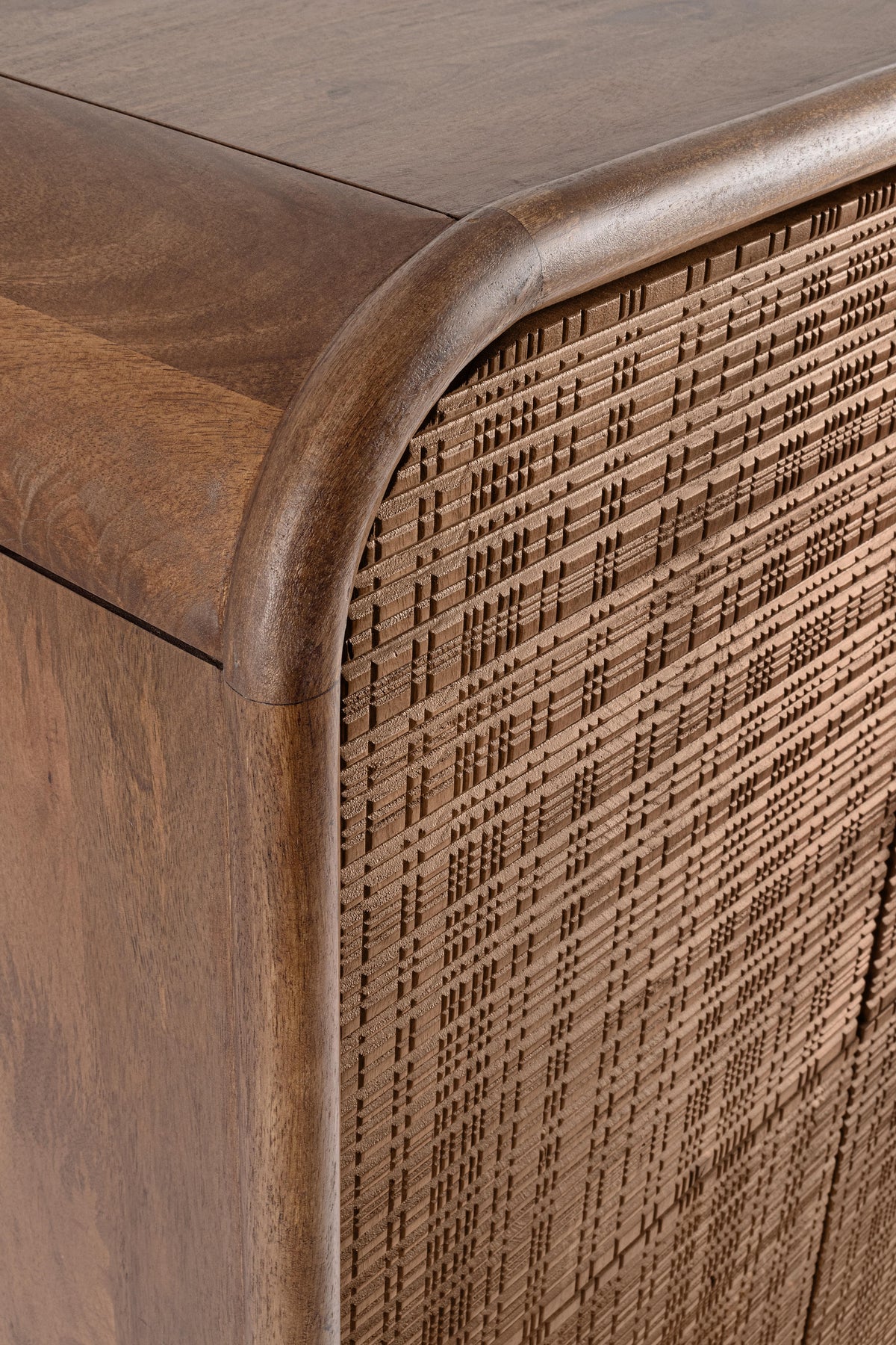 Credenza Alta 4 Ante Vintage Dark in Legno Massiccio di Mango