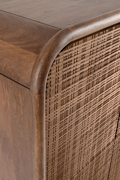 Credenza Alta 4 Ante Vintage Dark in Legno Massiccio di Mango