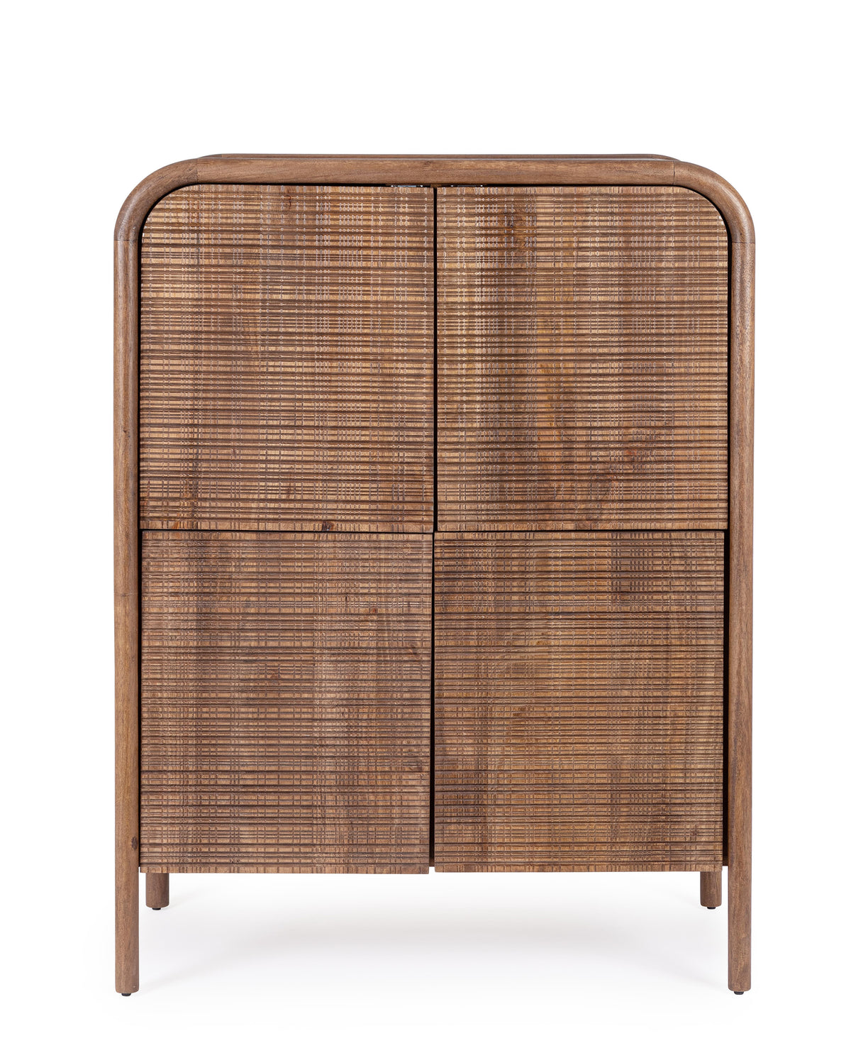 Credenza Alta 4 Ante Vintage Dark in Legno Massiccio di Mango