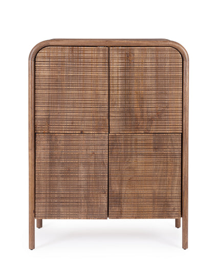 Credenza Alta 4 Ante Vintage Dark in Legno Massiccio di Mango