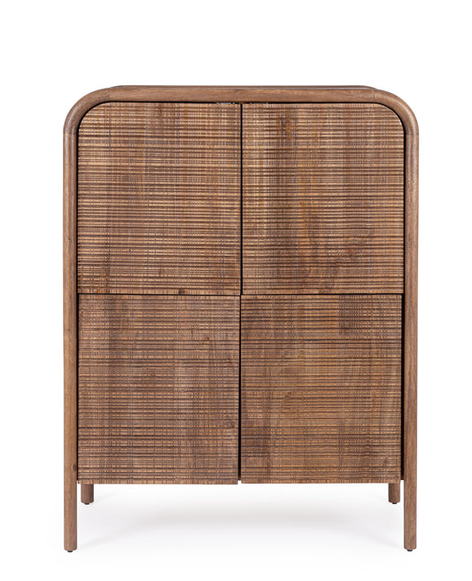 Credenza Alta 4 Ante Vintage Dark in Legno Massiccio di Mango