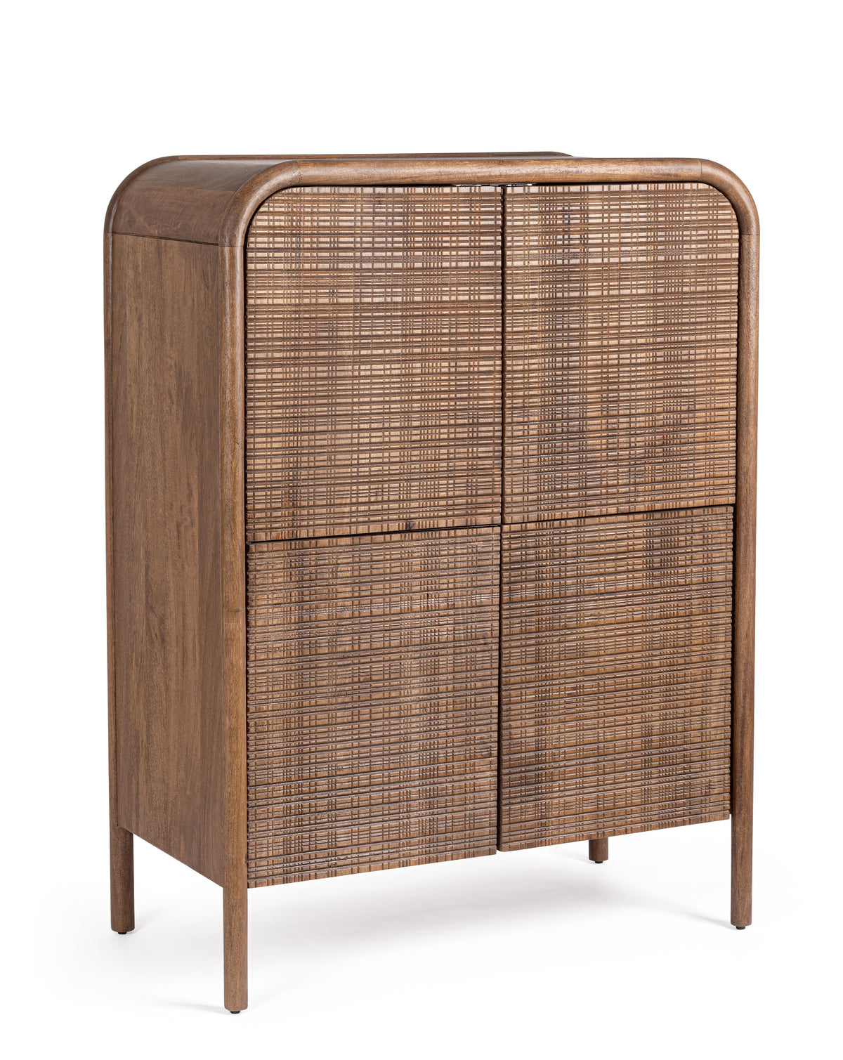 Credenza Alta 4 Ante Vintage Dark in Legno Massiccio di Mango