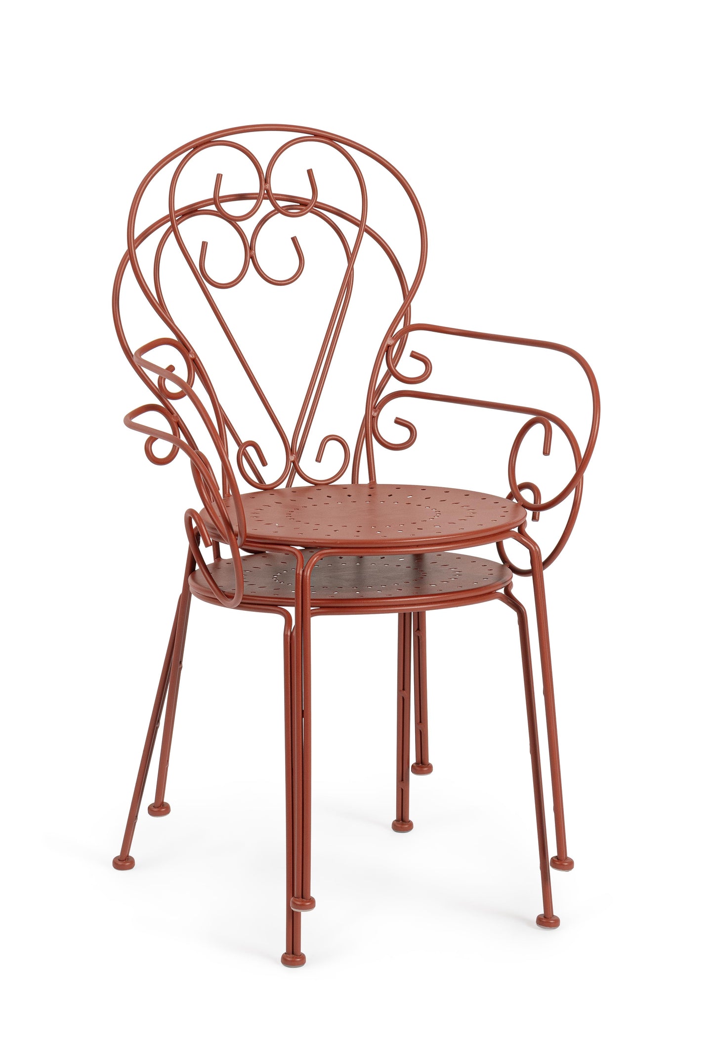 Set di 4 Sedie poltroncine da esterno liberty in ferro battuto verniciato 7 colori