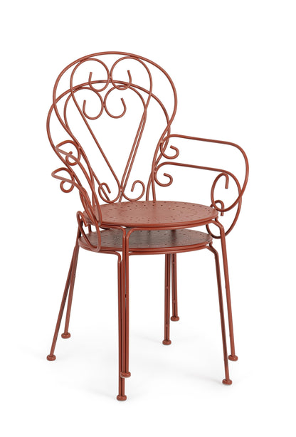 Set di 4 Sedie poltroncine da esterno liberty in ferro battuto verniciato 7 colori