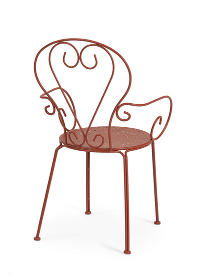 Set di 4 Sedie poltroncine da esterno liberty in ferro battuto verniciato 7 colori