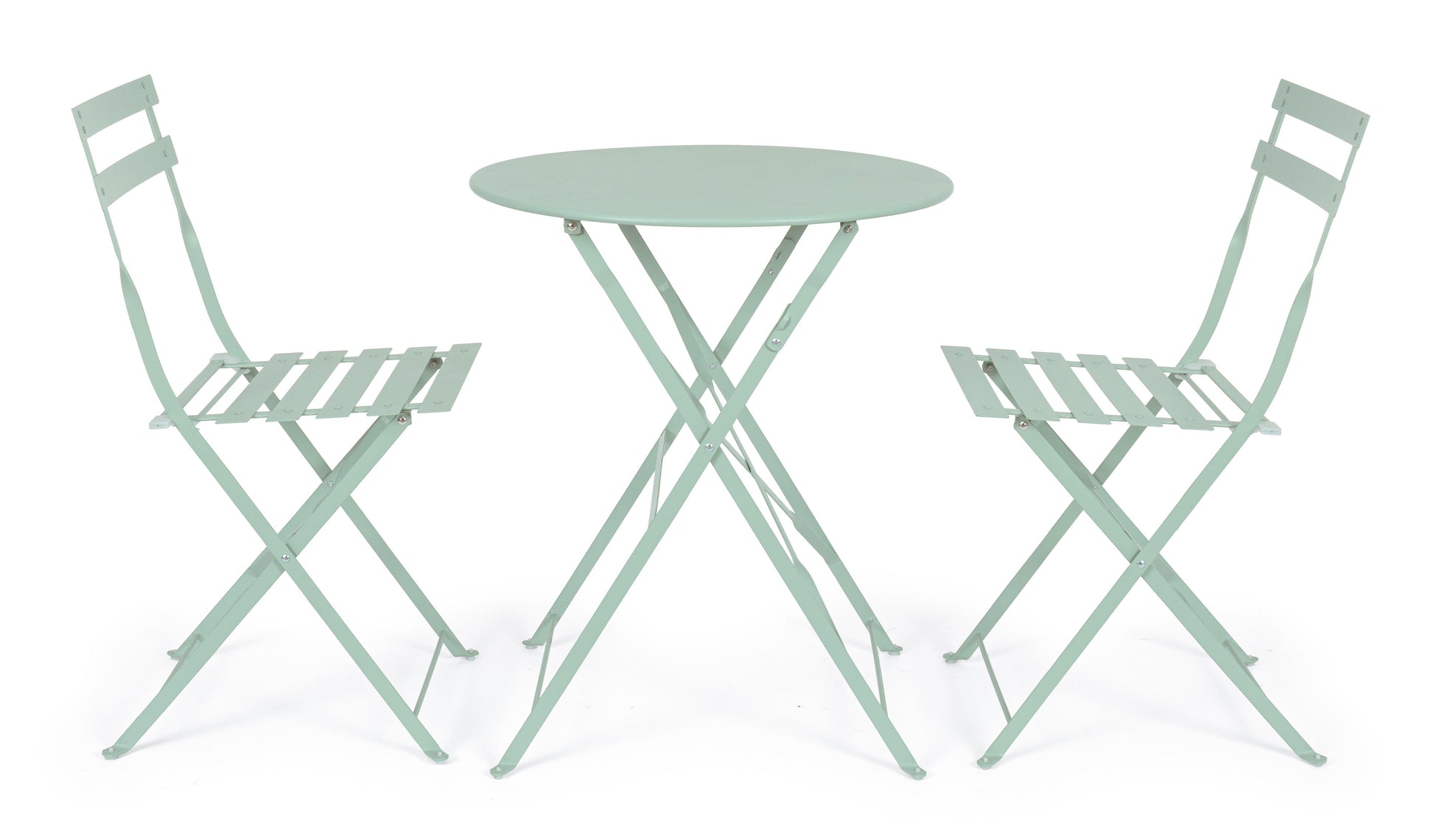 Set tavolino e 2 sedie pieghevoli da esterno in acciaio verniciato 4 colori - lapagoda.net