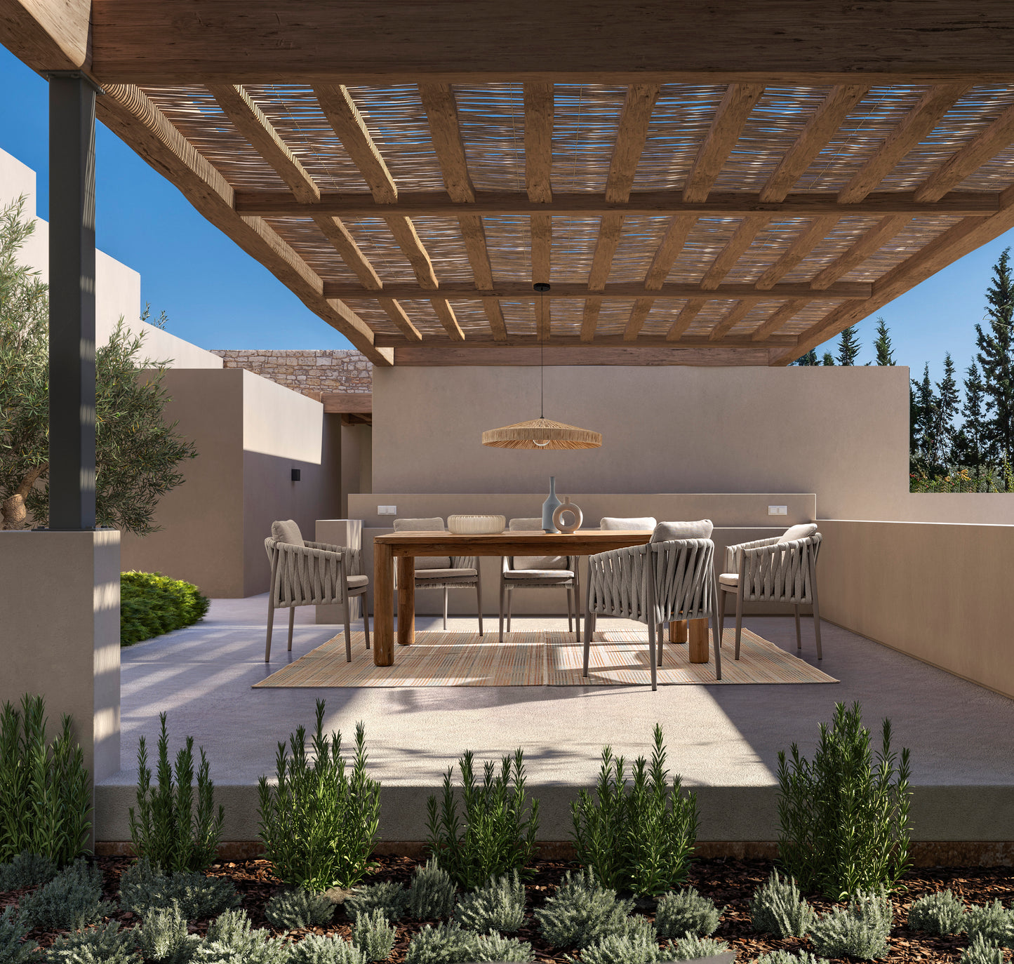 Tavolo da esterno in assi di Teak riciclato