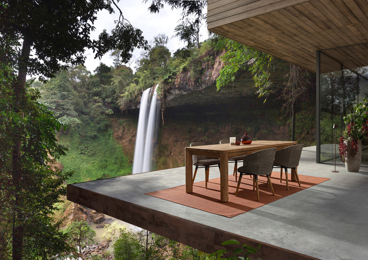 Tavolo da esterno in assi di Teak riciclato