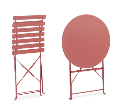 Set tavolino e 2 sedie pieghevoli da esterno in acciaio verniciato 4 colori