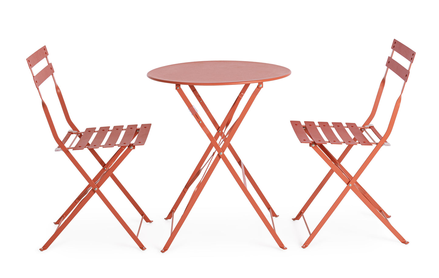Set tavolino e 2 sedie pieghevoli da esterno in acciaio verniciato 4 colori