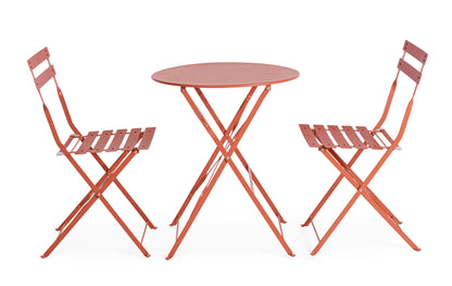 Set tavolino e 2 sedie pieghevoli da esterno in acciaio verniciato 4 colori