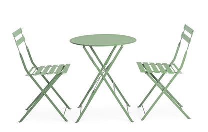 Set tavolino e 2 sedie pieghevoli da esterno in acciaio verniciato 4 colori