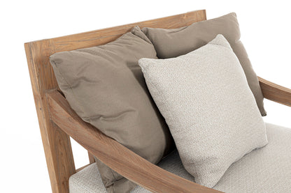 Poltrona in teak con cuscini da esterno