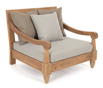 Poltrona in teak con cuscini da esterno