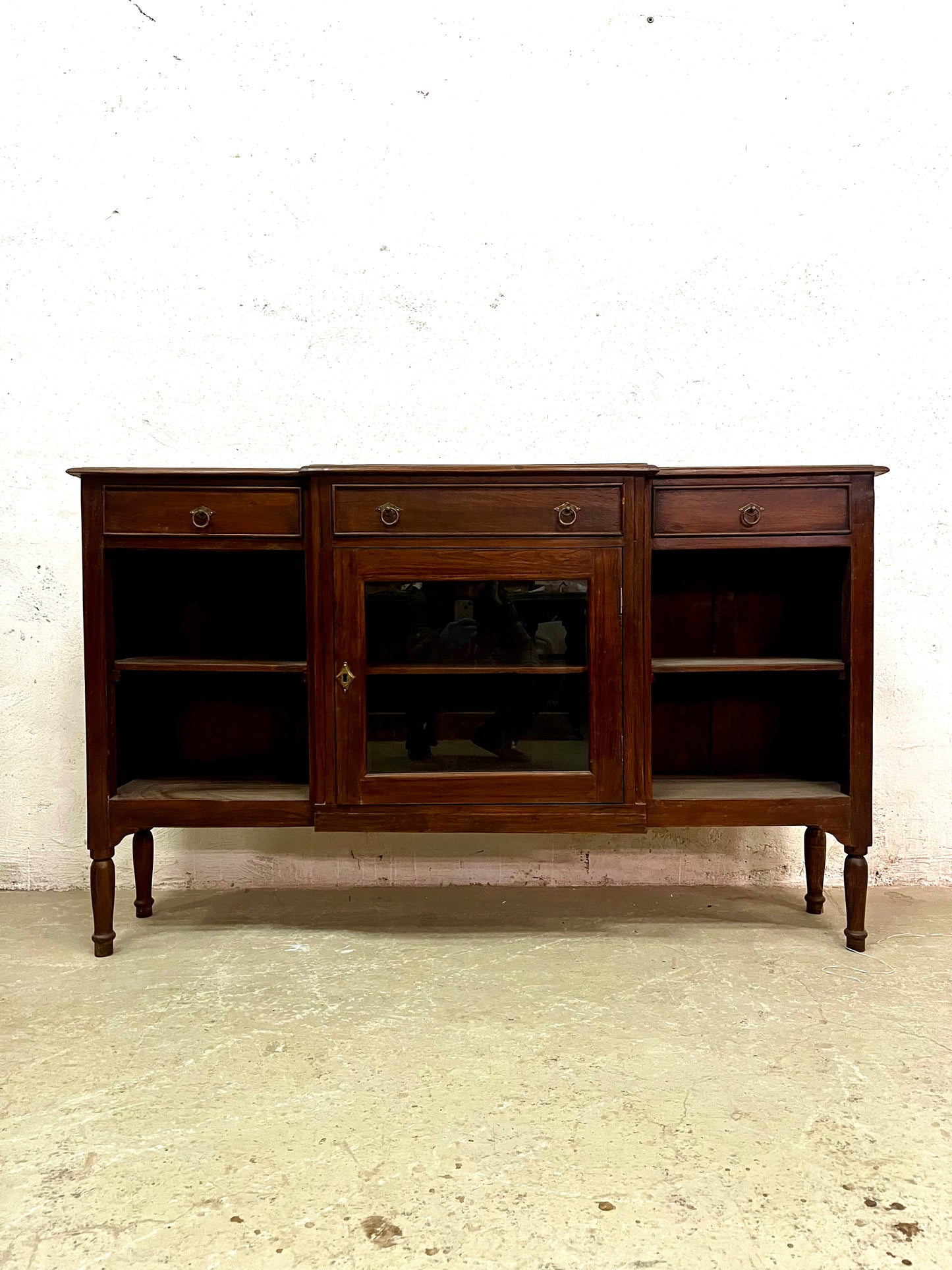 Vetrina console coloniale in legno di Teak