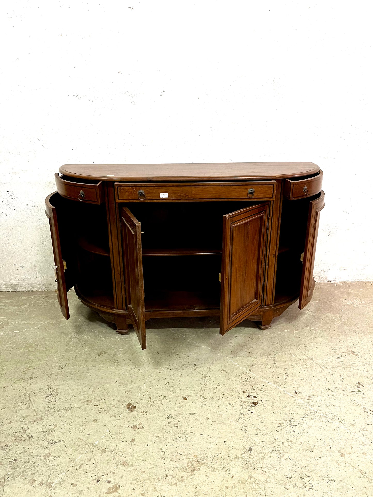 Credenza coloniale con intarsio in legno di teak