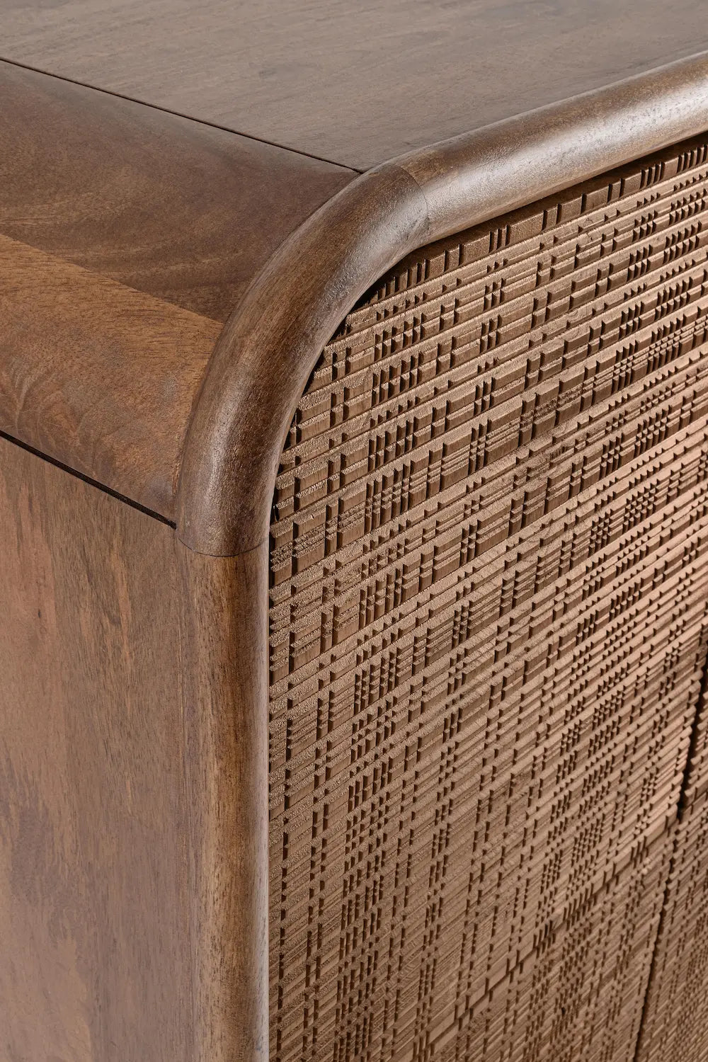 Credenza Alta 4 Ante Vintage Dark in Legno Massiccio di Mango