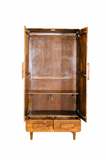 Armadio stile vintage in legna massiccio 2 ante 2 cassetti