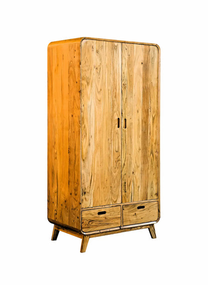 Armadio stile vintage nordico in legno massiccio 2 ante 2 cassetti