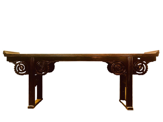 Consolle cinese antica in legno di Olmo laccato