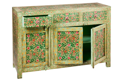 Credenza Indiana in legno massello dipinto 3a 3c